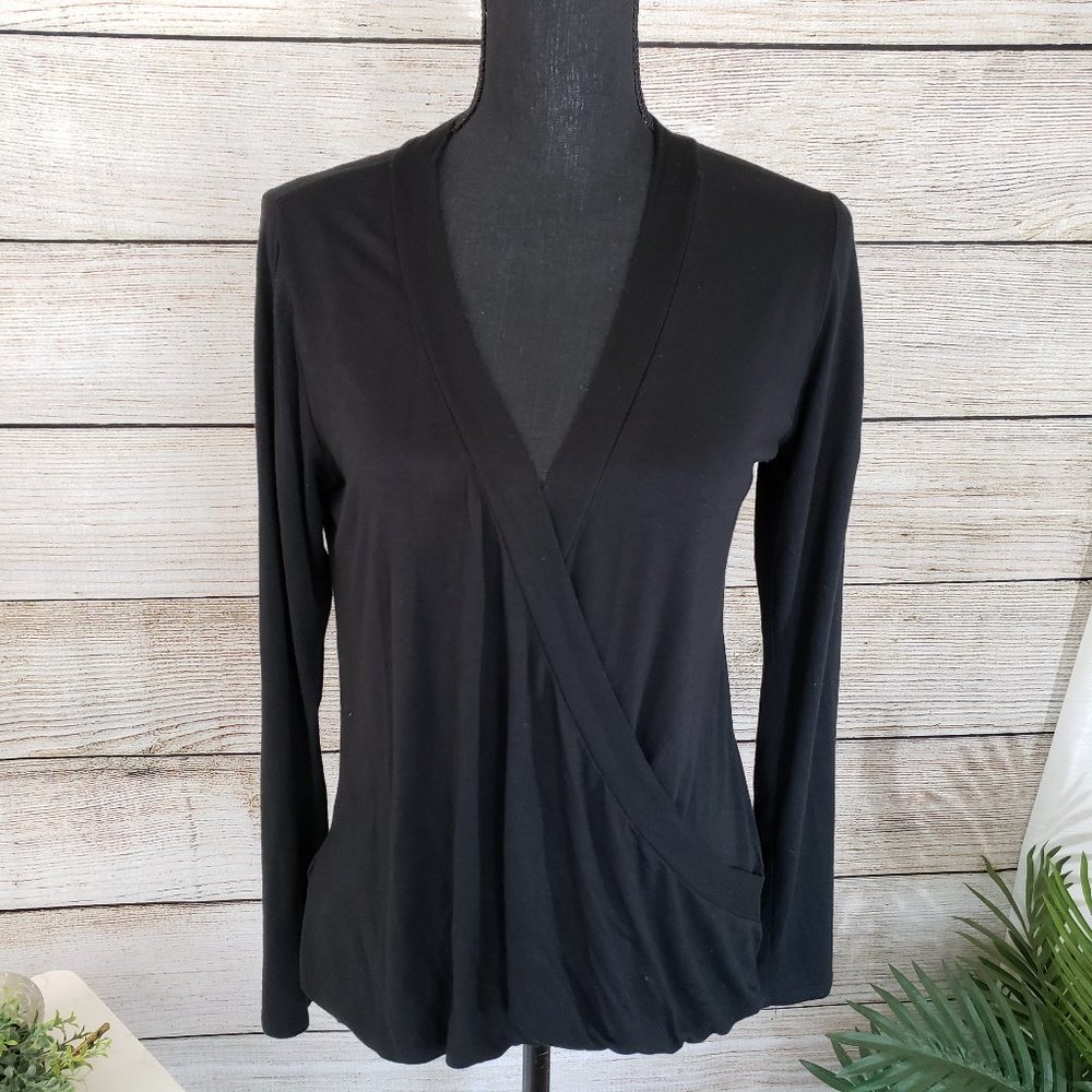 ING BLACK LONG SLEEVE BLOUSE - SMALL